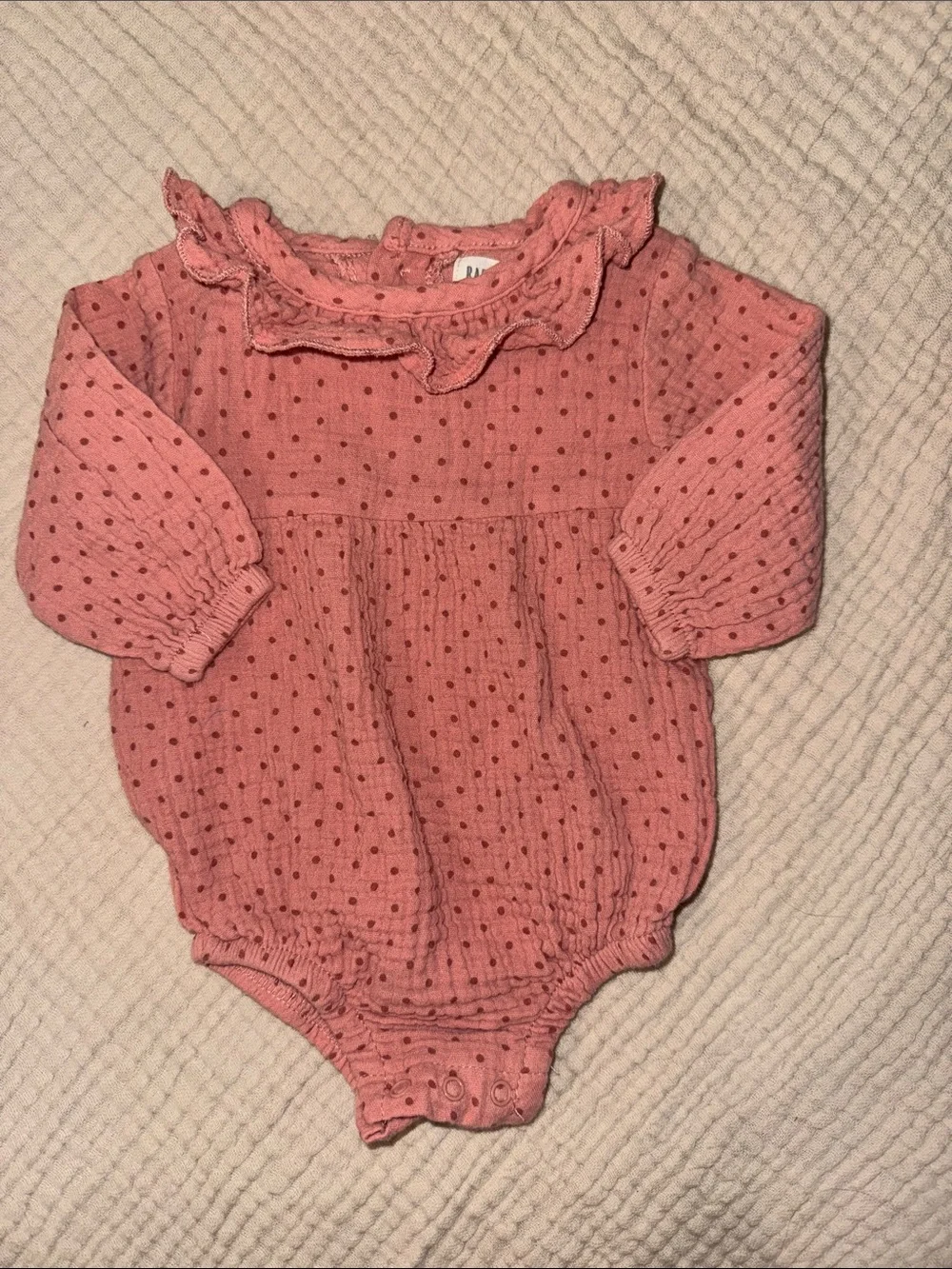 Toddler Pink Ruffle-Trim Long Sleeve One-Piece Bodysuit